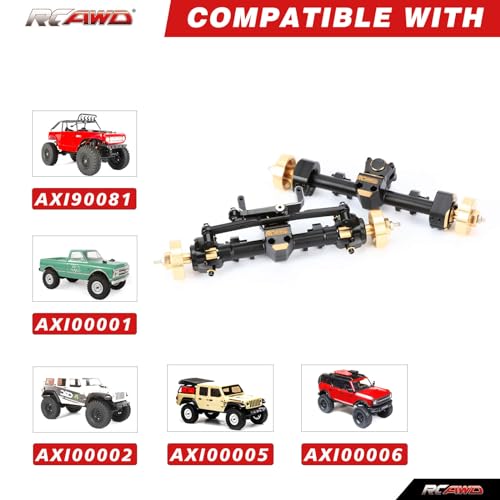 RCAWD Full Metal Front Rear 12mm Longer Portal Axles Assemblies for Axial SCX24 AXI90081 AXI00001 AXI00002 AXI00005 AXI00006 Portal Axle Upgrade Parts(Black)