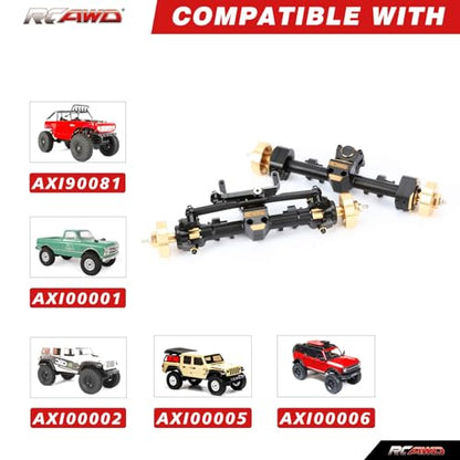 RCAWD Full Metal Front Rear 12mm Longer Portal Axles Assemblies for Axial SCX24 AXI90081 AXI00001 AXI00002 AXI00005 AXI00006 Portal Axle Upgrade Parts(Black)