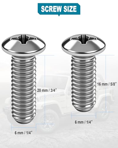 Stainless Steel License Plate Screws, M6 (1/4"), with Chrome Caps | Rustproof Car Tag Fasteners, Front Rear Mount Hardware, Machine Bolts Nuts + Screwdriver - style: Mechanical Bolts