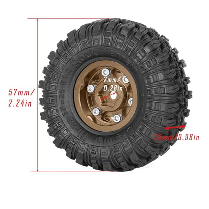 RC 1.0 Inch Beadlock Aluminium Alloy Wheel Tires&Wheels Rim for 1/24 1/18 Axial SCX24 Trx4m RC Crawler Car.4PCS（Bronze) - color: Bronze- (RC Wheels Tires)