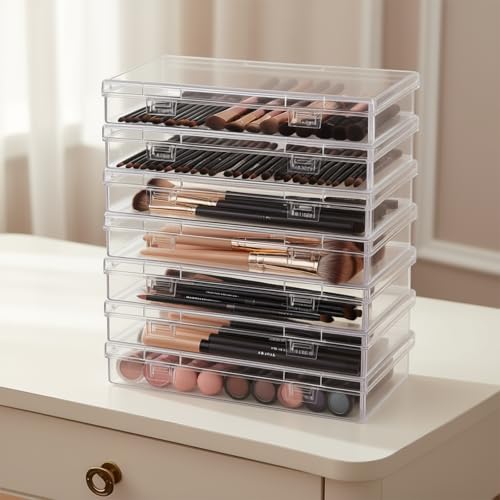 Goodma 6 Pieces Rectangular Empty Mini Clear Plastic Organizer Box | 180 x 110 x 30 mm, Hinged Lids, For Small Items, Craft Projects - size: 180 x 110 x 30 mm