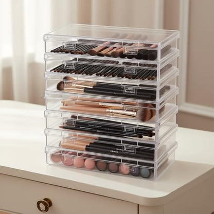 Goodma 6 Pieces Rectangular Empty Mini Clear Plastic Organizer Box | 180 x 110 x 30 mm, Hinged Lids, For Small Items, Craft Projects - size: 180 x 110 x 30 mm