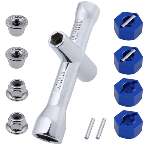 Hobbypark Aluminum 12mm Hex Wheel Hubs Adapters & M4 Flanged Lock Nuts for Traxxas 1/10 Slash 4X4 Stampede 4WD RC Car,Replace Part 1654 (Navy Blue) - color: Navy Blue