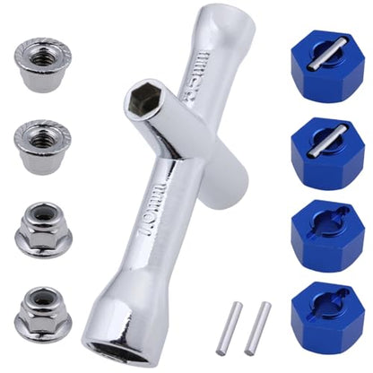 Hobbypark Aluminum 12mm Hex Wheel Hubs Adapters & M4 Flanged Lock Nuts for Traxxas 1/10 Slash 4X4 Stampede 4WD RC Car,Replace Part 1654 (Navy Blue) - color: Navy Blue