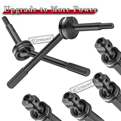 RC Driveshafts CVD Upgrades Part for 1/10 Slash VXL 4x4 4wd,Rustler VXL 4x4 4wd,Stampede VXL 4x4 4wd,Front Rear Steel #45 Drive Shaft Axles with Hex,4PCS,Black - style: black (4wd)