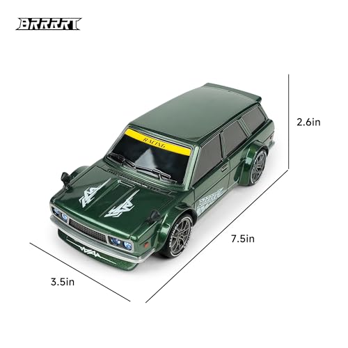 1:24 RC Drift Car,20KM/H 4WD High Speed Remote Control Cars with LED Lights,Adjustable High Speed/Low Speed Ddrift Car,Extra Drifting Tires,Speed Racing Sport Toy Car for Boys and Girls Age 6+ - style: Green Drift Car