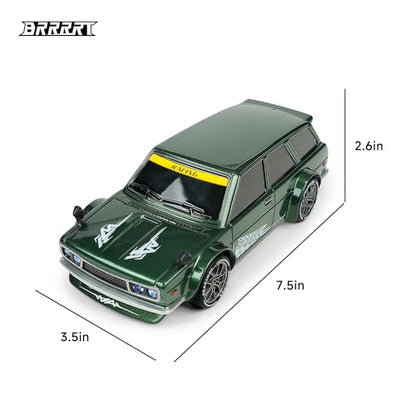 1:24 RC Drift Car,20KM/H 4WD High Speed Remote Control Cars with LED Lights,Adjustable High Speed/Low Speed Ddrift Car,Extra Drifting Tires,Speed Racing Sport Toy Car for Boys and Girls Age 6+ - style: Green Drift Car