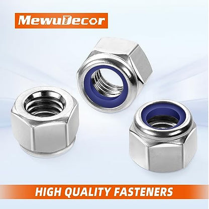 M12 Nylon Insert Hex Lock Nuts Locknuts, Stainless Steel 18-8 (304), Bright Finish, 10 PCS - color: Silver, size: M12-1.75