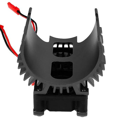 Motor Heatsink Dual Cooling Fan 40-42mm Compatible with 1/7 1/8 Arrma Traxxas RC Car Fit 4068 4074 4082 4268 4274 Motors (Black) - color: Black