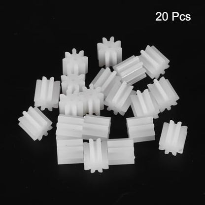 MECCANIXITY 20 Pcs Plastic Gears 8 Teeth Plastic Motor Gear Model 81A Reduction Gear for RC Car Model DIY Robot (White, Module 0.5) - style: 8 Teeth