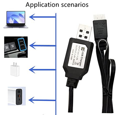 7.4V USB RC Battery Charger 2 Pack, XH-3P Smart Charger for SCX24 SCX10 2S LiPo 100-2000mAh, Overcharge Protection LED Indicator, Compatible RC Car Truck Boat Drone, 1A Output