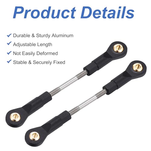 MECCANIXITY 2Pcs Adjustable Turnbuckles Camber Links, 69-79mm Turnbuckle Rod Steering Servo Linkage with M3 Ball Head Rod Ends for RC Car Replace Parts DIY - size: 69-79mm