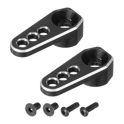 MECCANIXITY Aluminum Alloy 1/18 25T Steering Servo Arm Horn Black for DIY RC Car/Boat/Airplane Boat Accessories 2 Pcs - color: Black