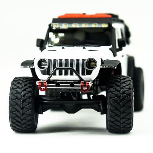 Details RC Aluminum Alloy Front Bumper with Red Shackles for Axial SCX30 Jeep Wrangler, 1/30 Scale RC Car Upgrade Part (Black) - color: Black