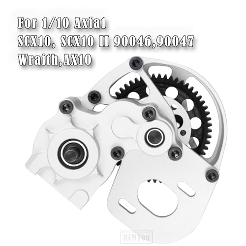 Transmission Gearbox Upgrades Part for 1/10 SCX10, SCX10 II 90046,90047,AX10 RC Crawler Truck,Aluminum Center Transmission Gearbox Hops up,Silver - color: Silver for Upgrades