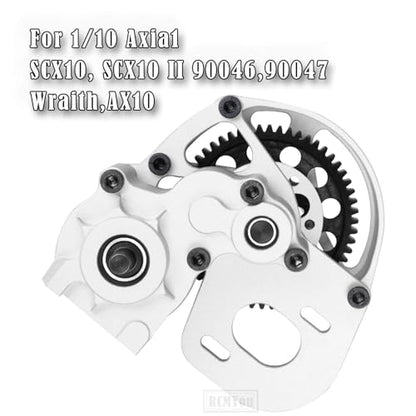 Transmission Gearbox Upgrades Part for 1/10 SCX10, SCX10 II 90046,90047,AX10 RC Crawler Truck,Aluminum Center Transmission Gearbox Hops up,Silver - color: Silver for Upgrades