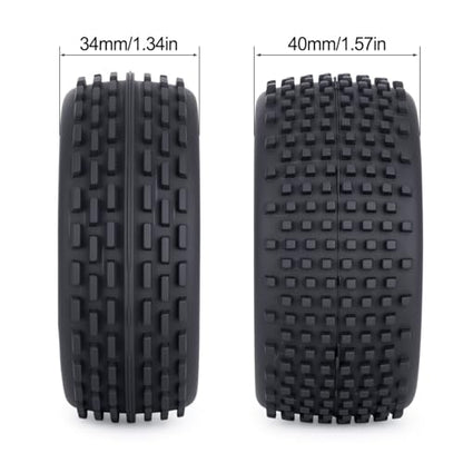 1/10 RC Buggy Tires 12mm Hex 4PCS for Serpent XRAY Tekno Yokomo Tamiya | Durable 1/10 off-road buggy tires & 12mm hex wheels.Upgrade Front and Rear Racing Tyres set.Great traction.