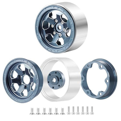 1.3" beadlock Wheels RC Aluminium Rims for 1/18th TRX4M 1/24th AXIAL SCX24 RC Crawler Car Upgrade Parts (Titanium) - color: Titanium