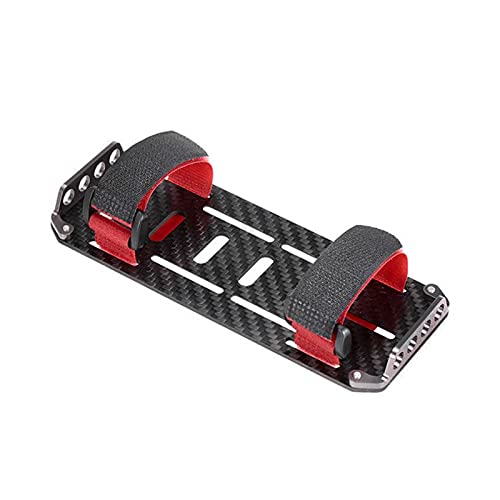 RC Battery Mounting Plate Set, RC Battery Tray with Electricity Tester, Carbon Fiber Batteries Mount Plate with Strap Replacement for SCX10 1/10 Crawler Car, 6x2.4x0.6in