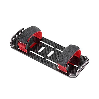 RC Battery Mounting Plate Set, RC Battery Tray with Electricity Tester, Carbon Fiber Batteries Mount Plate with Strap Replacement for SCX10 1/10 Crawler Car, 6x2.4x0.6in
