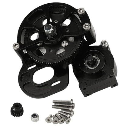 Full Metal Transmission Assembled Gearbox with Steel Gear Set Compatible with Axial SCX10 I II 1/10 RC Crawler Upgrade Parts,Half Open Shell - color: Black