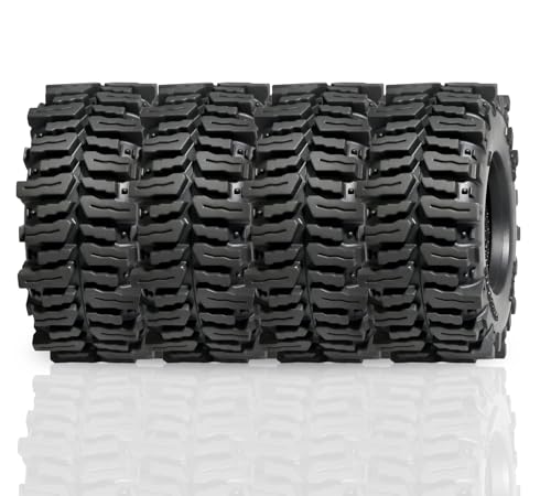 1.3” Crawler Tires - 64x26mm Mud Terrain Tyres for TRX4M SCX24 | Soft Sticky Rubber Tyres with Foam Insert Fit 1/18 1/24 AX24 TRX4M Axial SCX24 FCX24 Ultimate CR-18P EVO XC-1 RTR RC Crawler