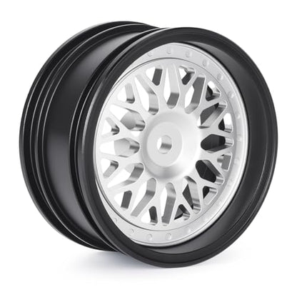 4pcs RC 1/10 Aluminum On Road Wheel Rims Hex 12mm Adjustable Offset for 1:10 RC On Road Drift Touring Street Car (Black & Silver) - color: Black & Silver