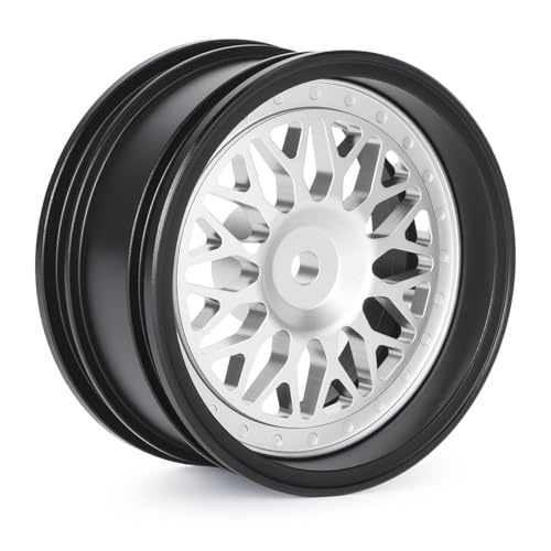 4pcs RC 1/10 Aluminum On Road Wheel Rims Hex 12mm Adjustable Offset for 1:10 RC On Road Drift Touring Street Car (Black & Silver) - color: Black & Silver