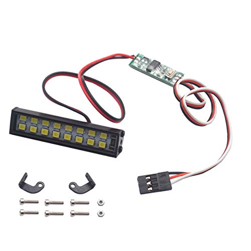 16LEDs RC Crawler Car LED Light Bar Roof Lamp Simulation Spotlight Kit 5-8.4V & RC Car 4 White LED Light Headlights with Light Cover Lampshade