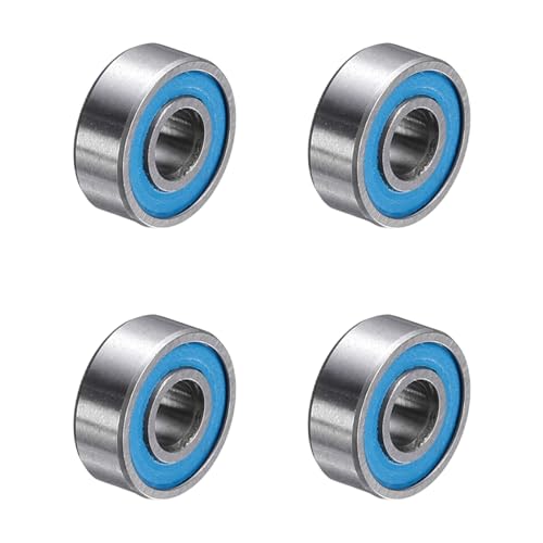 uxcell 4 Pcs MR83-2RS Deep Groove Micro Bearing, 3x8x3mm Double Rubber Sealed Chrome Steel Small Bearings (ABEC5, Z4 Low Noise) - size: MR83-2RS