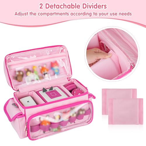 Carrying Case Compatible with Toniebox 2 & 1 Starter Set & Tonies Figures | Cute Storage Bag Fits for Tonies Characters, Headphones & Accessories, Travel Case with Clear Pocket & Speaker Window,Pink - color: Pink