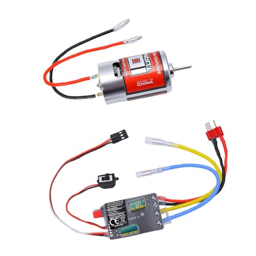 Generic 10T Brushed Motor Combo, 550 Brushed Motor with 60A ESC T Plug for 1/10 RC Crawler Car Axial SCX10 D90 Truck