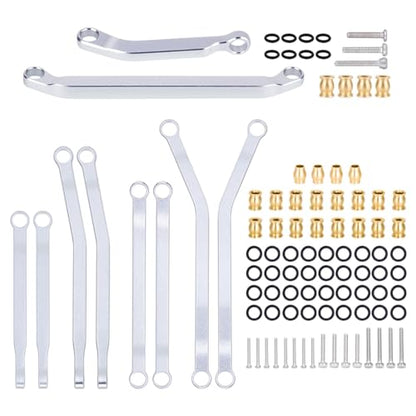 Aluminum High Clearance Chassis Links Suspension Steering Links Set for 1/30 Axial SCX30 RC Crawler Car Upgrade Parts (Silver Kit) - color: Silver Kit