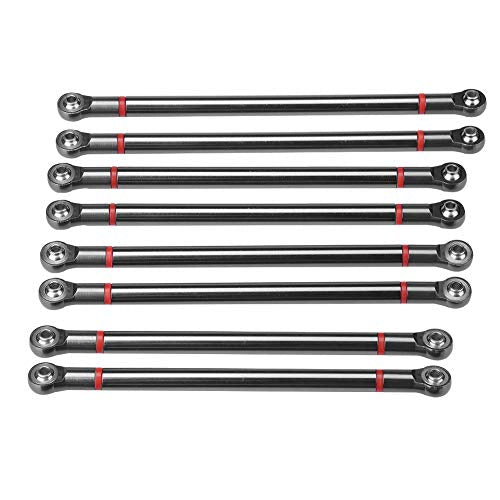RC Crawler Steering Linkage, Adjustable Aluminum 8PCS Set Chassis Link Rod 1/10 Scale for RC Hobbyists, Off-Road Enthusiasts, Trail Crawling Models (Color)