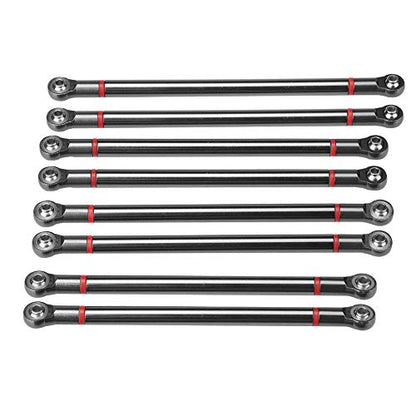RC Crawler Steering Linkage, Adjustable Aluminum 8PCS Set Chassis Link Rod 1/10 Scale for RC Hobbyists, Off-Road Enthusiasts, Trail Crawling Models (Color)
