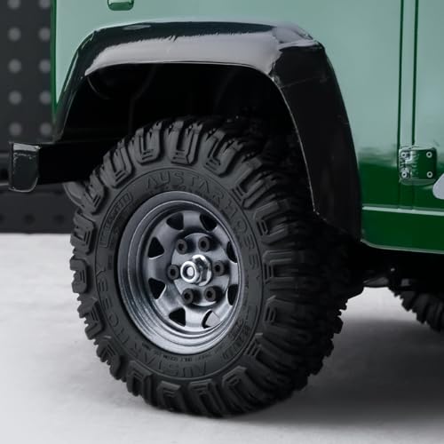 4PCS 1.55 inch Aluminum Beadlock Wheels Rim Rubber Tires Set 1.55inch Beadlock Wheel Rim Hub ＆ 85mm Rubber Tires Compatible with 1/10 RC Crawler Car Axial D90 TF2 Tamiya CC01 LC70 MST JIMNY