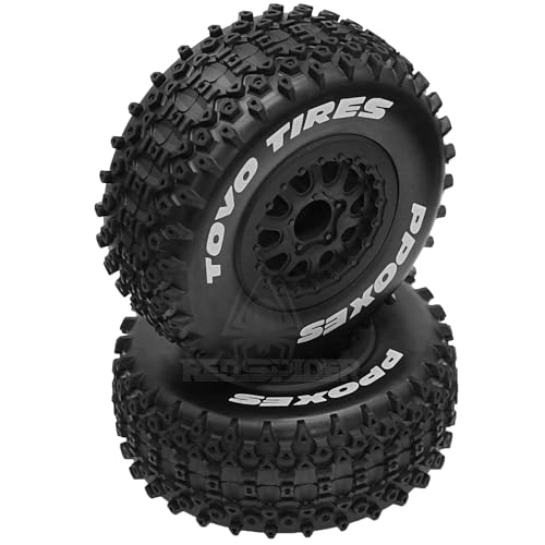 4PCS RC 1/10 Short Course Truck Wheels and Tires with 12mm Hex 1:10 Off Road Tyres for 1/10 RC Off-Road Car Traxxas TRX4 Slash Arrma Losi Tenacity Vkar 10sc Hpi RC Buggy Car (Type B)