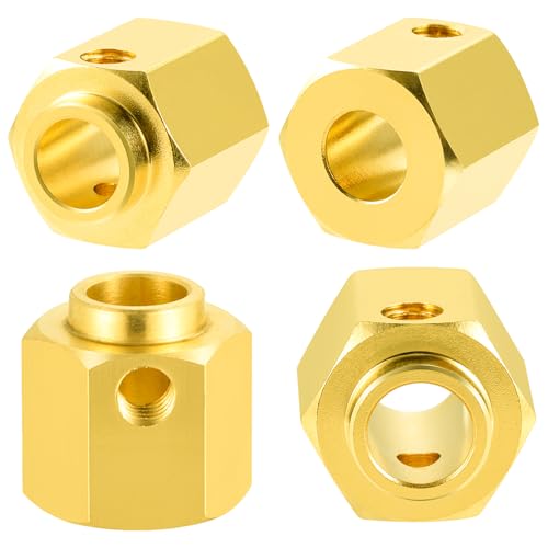 4Pcs Brass 12mm Wheel Hex Hubs Adapter, 12mm Thickness | 5mm, 8mm, 9mm, 10mm, 11mm, 12mm, Extension Combiner, Counterweight, For 1/10 Tra-xxas TRX4, RC Crawler Car - color: 12mm Thickness