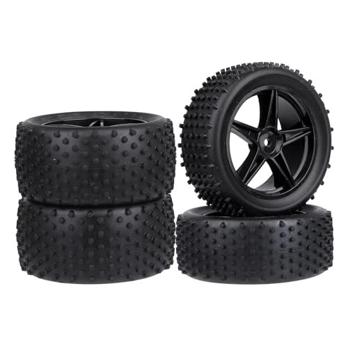 Hobbypark Pre-Glued 1/10 Buggy Wheels and Tires, Front (34mm Width) and Rear(42mm Width), Foam Inserts, 12mm Wheel Hex Hubs 4mm Axle Hole, Set of 4
