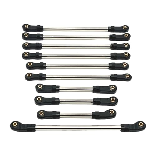 10 Pieces Steering Servo Link RC Car Pull Rod Metal Upgrade Linkage Model Parts Sturdy Construction Suitable for WLtoys 1/10 RC Truck, Black - color: Black