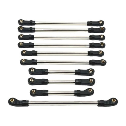10 Pieces Steering Servo Link RC Car Pull Rod Metal Upgrade Linkage Model Parts Sturdy Construction Suitable for WLtoys 1/10 RC Truck, Black - color: Black