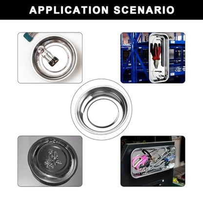 2 PCS Magnetic Parts Tray Set, Stainless Steel 6" Round Magnetic Trays, Mechanic Tool Tray Holder for Screw, Sockets, Bolts, Nuts, Small Metal Parts - color: 6" Round