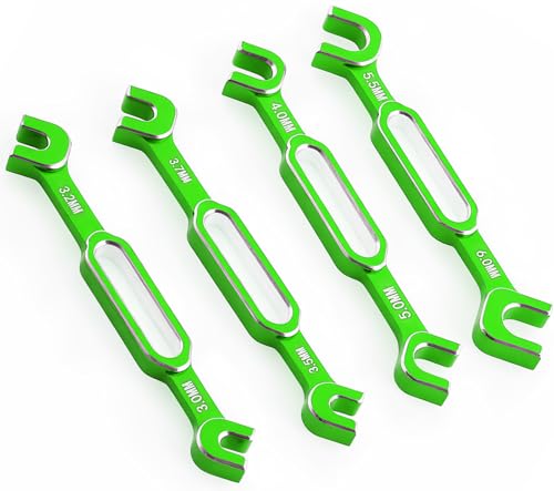4PCS RC Wrench 3.0/3.2/3.5/3.7/4.0/5.0/5.5/6.0mm Turnbuckle Nut Ball Joint Remover Aluminum Alloy RC Car Repair Tool For RC Crawler Monster Truck Off Road Car Drone Boat Upgrade Parts, Green - color: Green