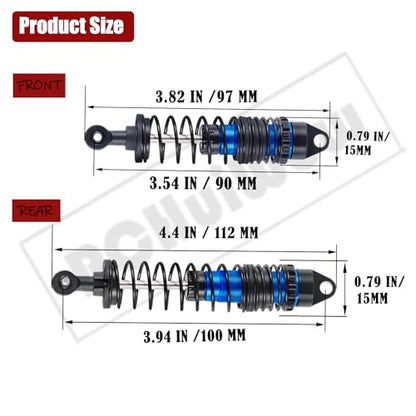 RC Big Bore Shocks Absorber Upgrades Part for 1/10 Slash Stampede Rustler Bandit VXL 4X4 2WD,Aluminum Front Rear 4PCS Shocks Hops Up,Navy Blue - color: Navy Blue(4pcs)