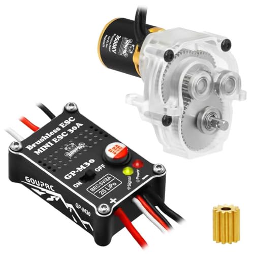 GOUPRC Upgrade 30A Brushless ESC & 1621 3500KV Outrunner Brushless Motor with Transmission Combo Kit for TRX4M 1/18 RC Car Crawler Buggy Truck - style: For TRX4M 1/18 Only