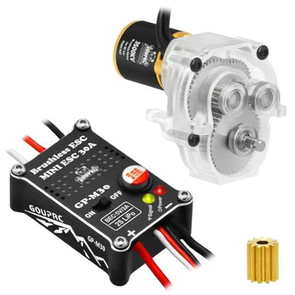 GOUPRC Upgrade 30A Brushless ESC & 1621 3500KV Outrunner Brushless Motor with Transmission Combo Kit for TRX4M 1/18 RC Car Crawler Buggy Truck - style: For TRX4M 1/18 Only