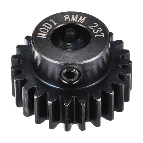 MECCANIXITY 1M 23T 40 Chrome Steel Motor Pinion Gears, 0.98" x 1" RC Motor Gears Fits 8mm Shaft Bore for RC Vehicles Truck Drift Remote Control Car Off-Road Crawler Parts, Black - style: 23T