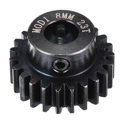 MECCANIXITY 1M 23T 40 Chrome Steel Motor Pinion Gears, 0.98" x 1" RC Motor Gears Fits 8mm Shaft Bore for RC Vehicles Truck Drift Remote Control Car Off-Road Crawler Parts, Black - style: 23T
