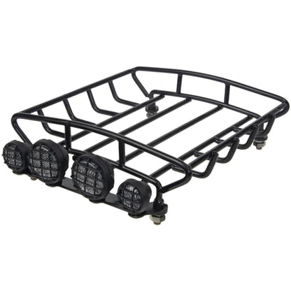 RC Car Metal Roof Luggage Rack with LED Lights for Tamiya Sand Scorcher Monster Beetle 1/10 Crawler Car Upgrade Parts