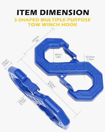 3/8" Tow Hook, S-Shaped Winch Hook, 33,000lbs Breaking Strength, G80 Heavy Duty Forged Steel, Fast Connect Easy Release Winch Shackle Towing Hook for Trucks, SUVs, ATVs, Trailers, Blue - color: Blue